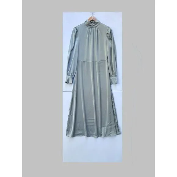 Nasty Gal satin high neck belted midi dress in size 8 - Picture 2 of 11